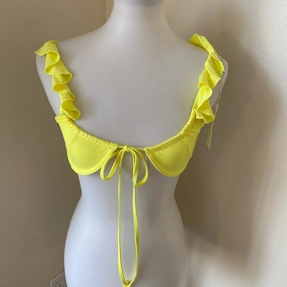 Frankies Bikinis Women's Neon Birdie Bikini Top Size Small Beach Resort Wear